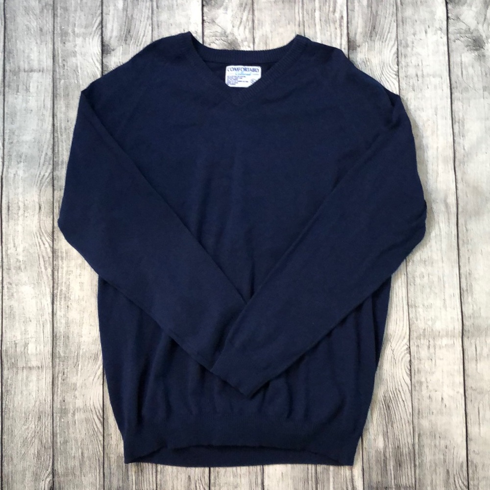NWOT Comfortably Collared blue vneck sweater XL